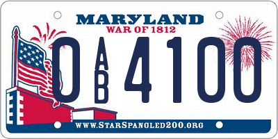 MD license plate 0AB4100