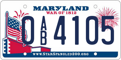 MD license plate 0AB4105