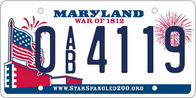 MD license plate 0AB4119