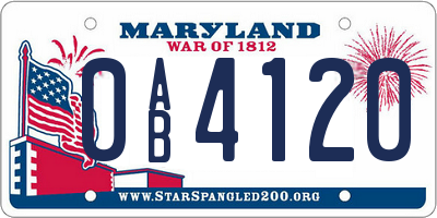 MD license plate 0AB4120