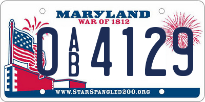 MD license plate 0AB4129