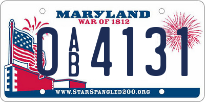 MD license plate 0AB4131