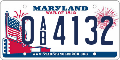 MD license plate 0AB4132