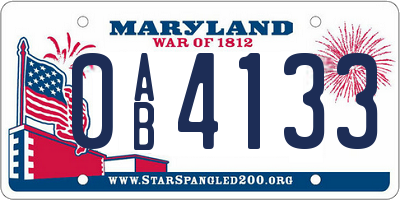 MD license plate 0AB4133