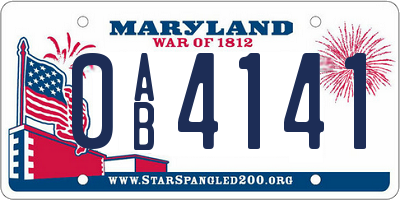 MD license plate 0AB4141