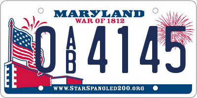 MD license plate 0AB4145