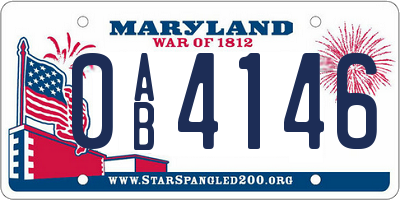 MD license plate 0AB4146