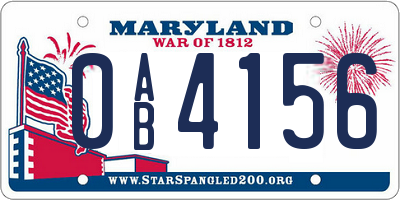 MD license plate 0AB4156