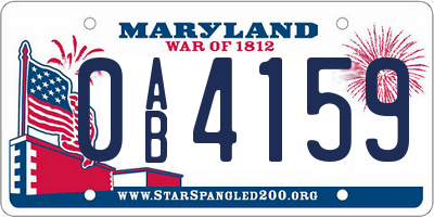 MD license plate 0AB4159