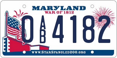 MD license plate 0AB4182
