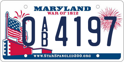 MD license plate 0AB4197