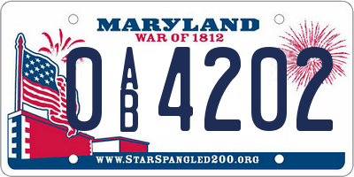 MD license plate 0AB4202