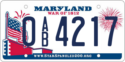 MD license plate 0AB4217