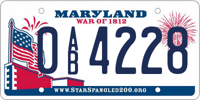 MD license plate 0AB4228