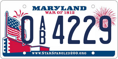 MD license plate 0AB4229