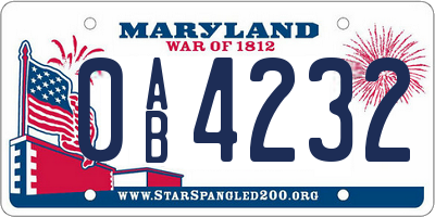MD license plate 0AB4232