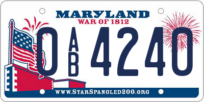 MD license plate 0AB4240