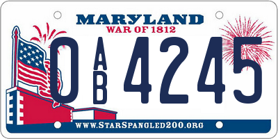 MD license plate 0AB4245