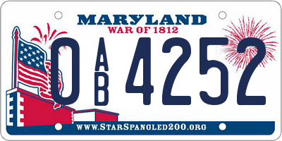 MD license plate 0AB4252