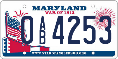 MD license plate 0AB4253
