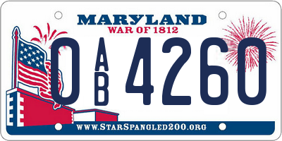 MD license plate 0AB4260