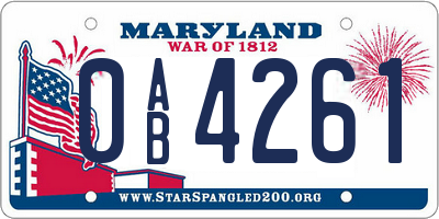 MD license plate 0AB4261