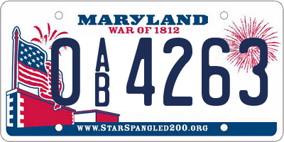 MD license plate 0AB4263