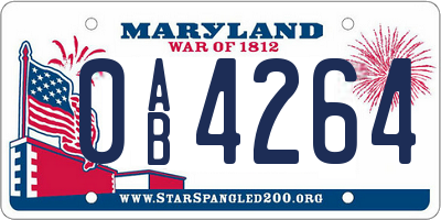 MD license plate 0AB4264