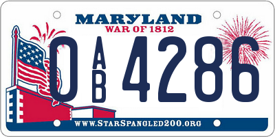 MD license plate 0AB4286