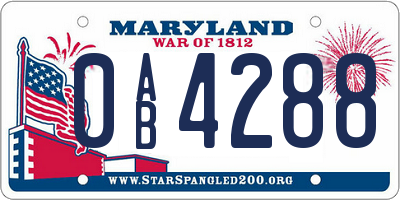 MD license plate 0AB4288