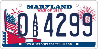 MD license plate 0AB4299