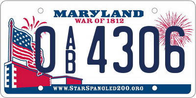 MD license plate 0AB4306