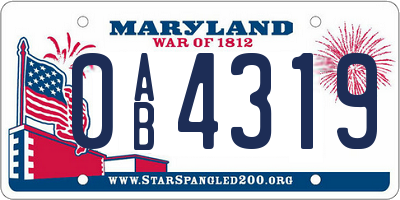 MD license plate 0AB4319