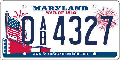 MD license plate 0AB4327