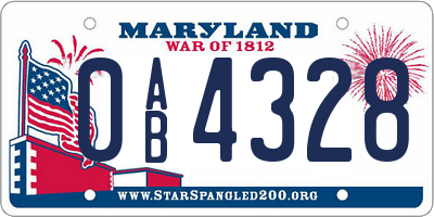 MD license plate 0AB4328