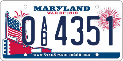 MD license plate 0AB4351