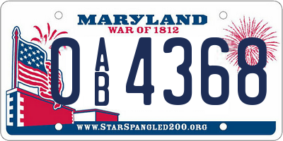 MD license plate 0AB4368