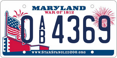 MD license plate 0AB4369