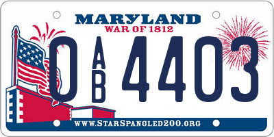 MD license plate 0AB4403