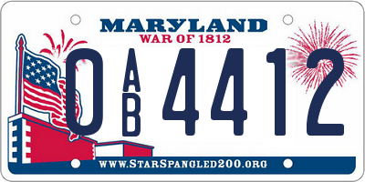 MD license plate 0AB4412