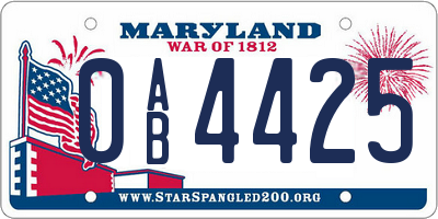 MD license plate 0AB4425