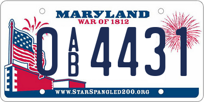 MD license plate 0AB4431