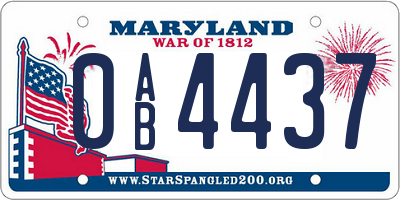 MD license plate 0AB4437