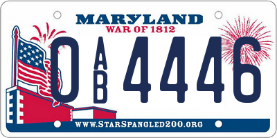 MD license plate 0AB4446