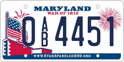 MD license plate 0AB4451