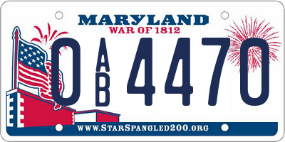 MD license plate 0AB4470