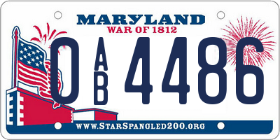 MD license plate 0AB4486