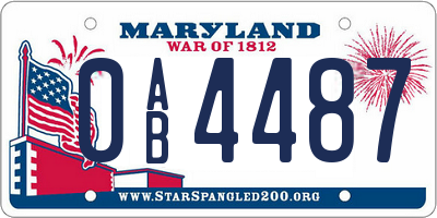 MD license plate 0AB4487