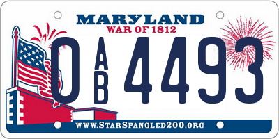 MD license plate 0AB4493