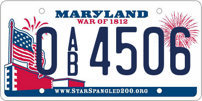 MD license plate 0AB4506